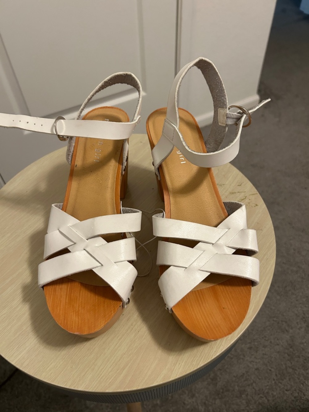 Madden Girl White Crisscross Ankle-Strap Platform Sandals